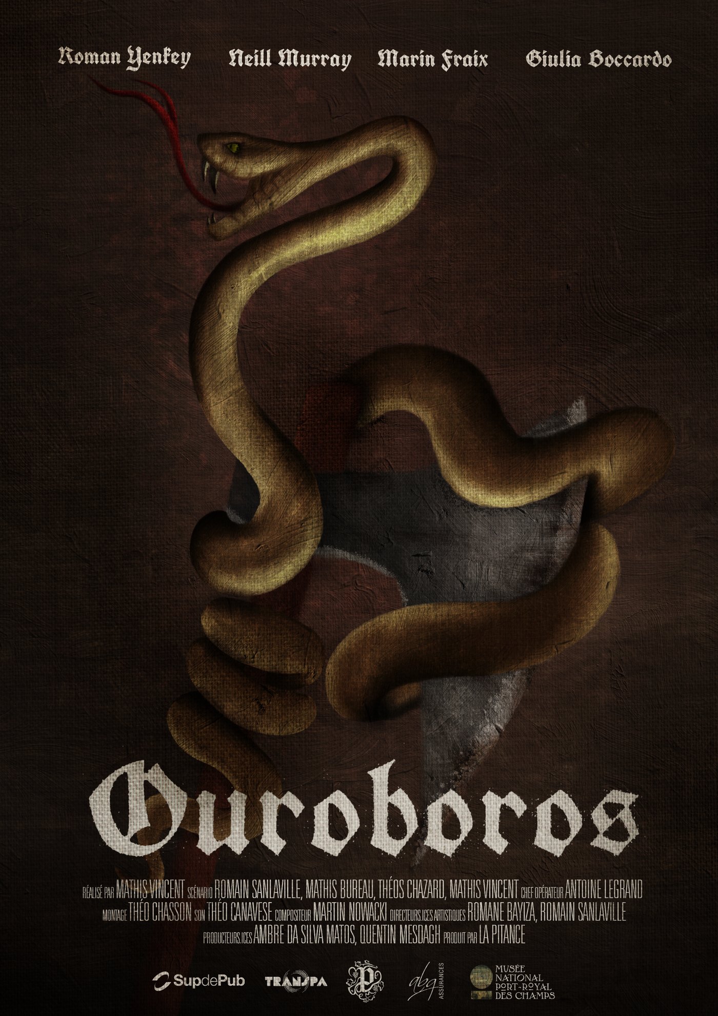 Affiche du film Ouroboros : un serpent doré enroulé autour d'une hache