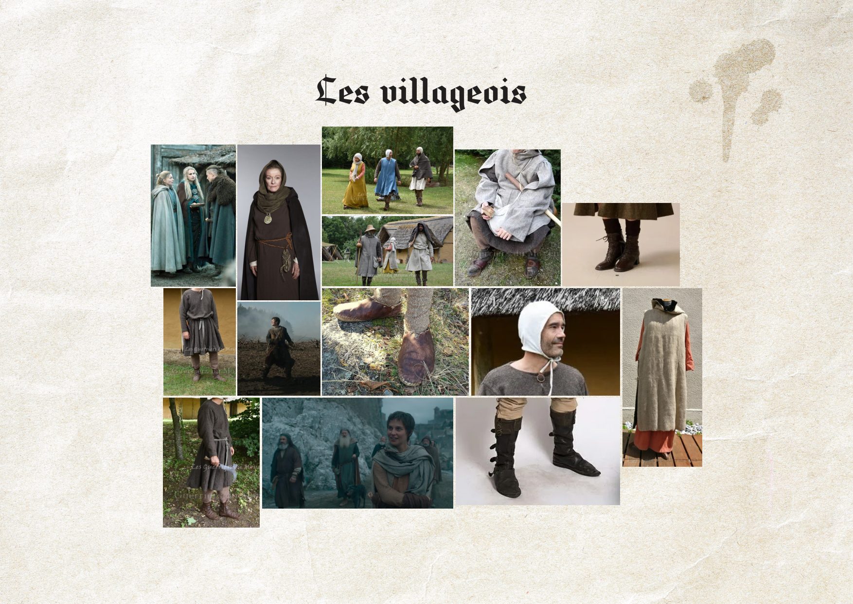 Planche costumes : les villageois